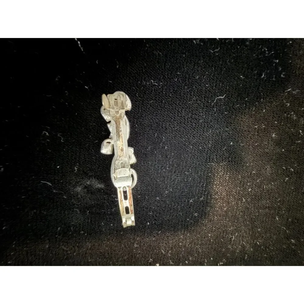vtg silver tone sloral rhinestone bar barrette with marquise and round stones